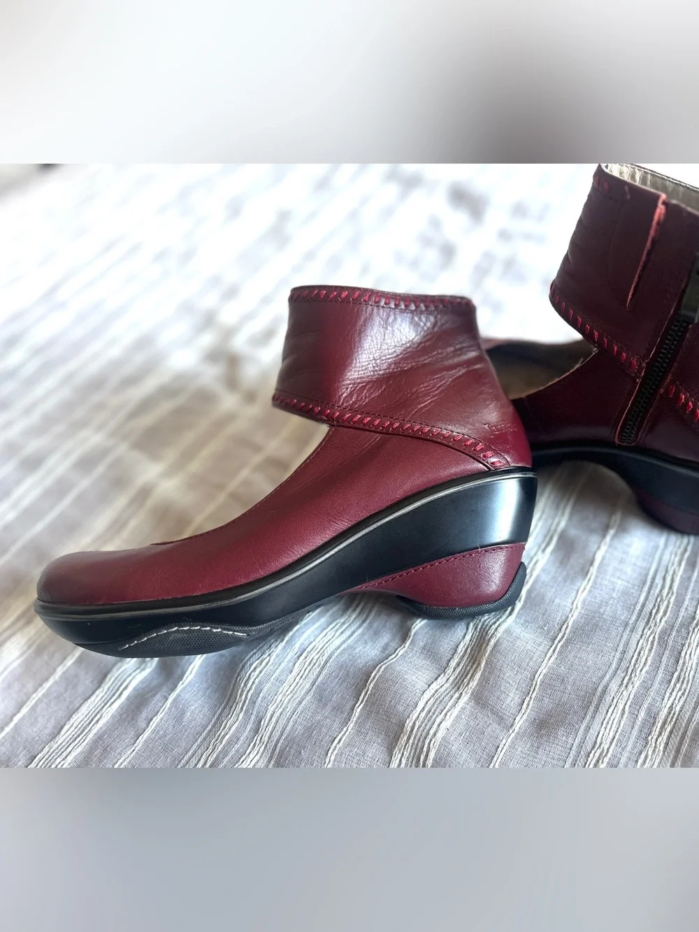 JAMBU Roxbury Leather Mary Jane Platform Pump | Burgundy Women’s 9 NWOT - Picture 2 of 13